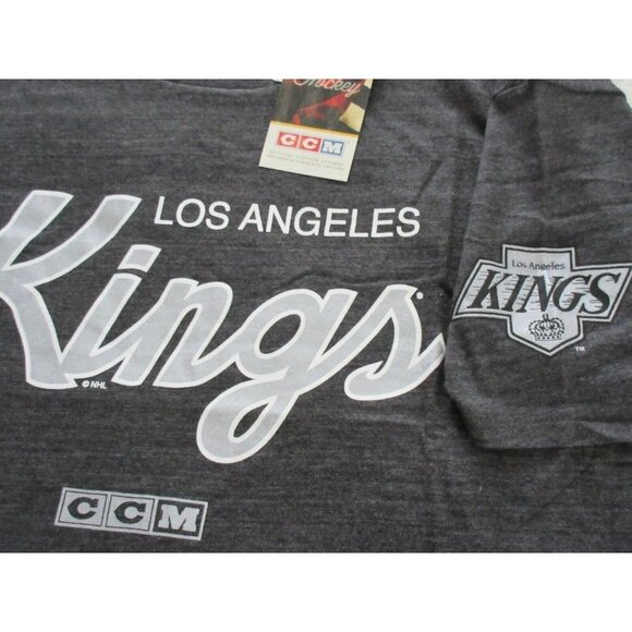 Los Angeles Kings NHL CCM Men's SS Logo T Shirt Grey Silver White Size Small NWT - Picture 3 of 4